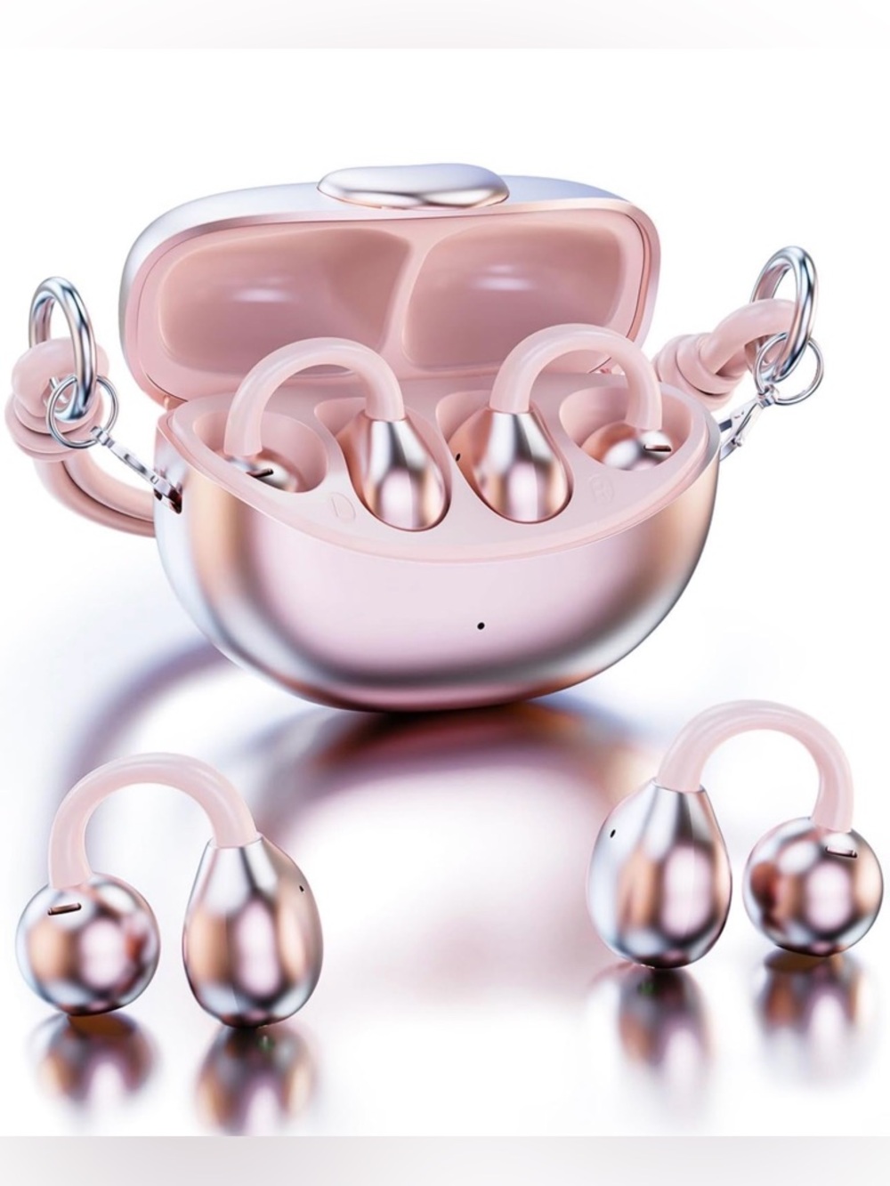 Clip-On Wireless Earbuds Bluetooth 6.0 Lightweight, Rose Gold, NEW in box
